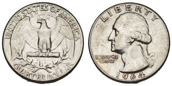 UNITED STATES OF AMERICA 1/4 dollar 1964 / Washington Quarter / Silver / VF