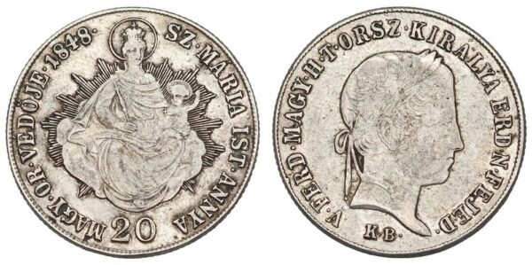 HUNGARY 20 krajczar 1848KB / Silver / VF