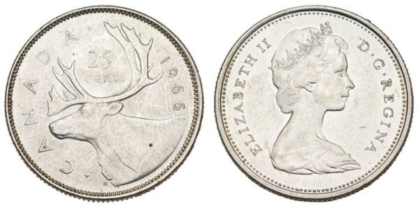 CANADA 25 cents 1966 / Silver / XF