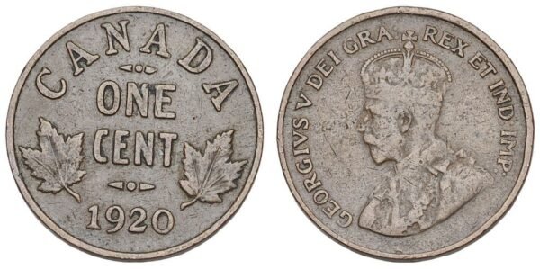 CANADA 1 cent 1920 VF