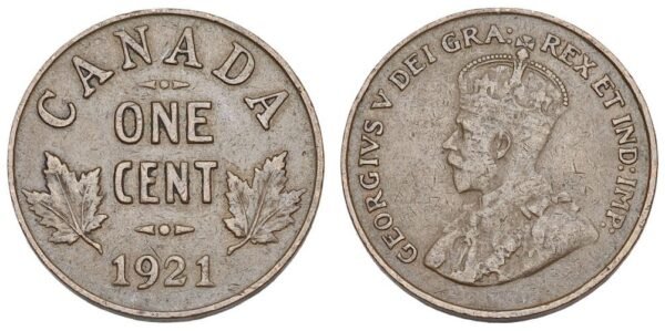 CANADA 1 cent 1921 VF