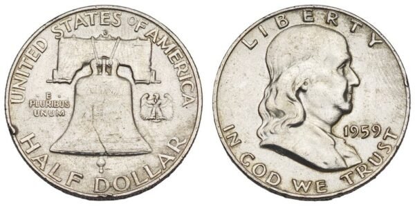 UNITED STATES OF AMERICA 1/2 dollar 1959 / Franklin Half Dollar / Silver / VF