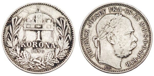 HUNGARY 1 korona 1896 / Silver / F