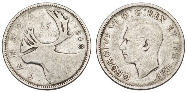 CANADA 25 cents 1940 / Silver / F