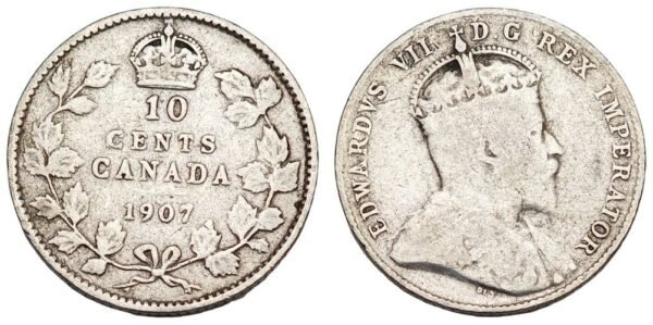 CANADA 10 cents 1907 / Silver / VF-