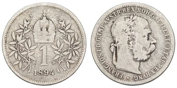 AUSTRIA 1 corona 1894 / Silver / VF-