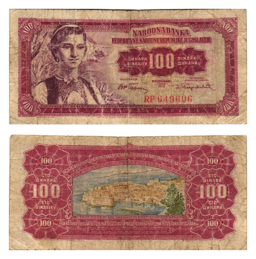 YUGOSLAVIA 100 dinara 1955 / Dubrovnik / F