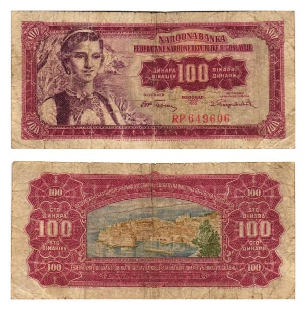 YUGOSLAVIA 100 dinara 1955 / Dubrovnik / F