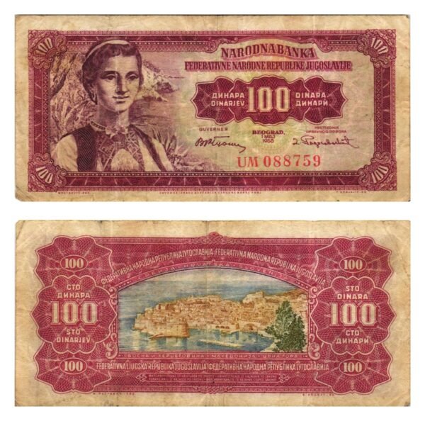 YUGOSLAVIA 100 dinara 1955 / Dubrovnik / VF