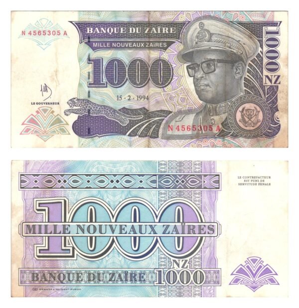 ZAIRE 1000 zaires 1994 VF