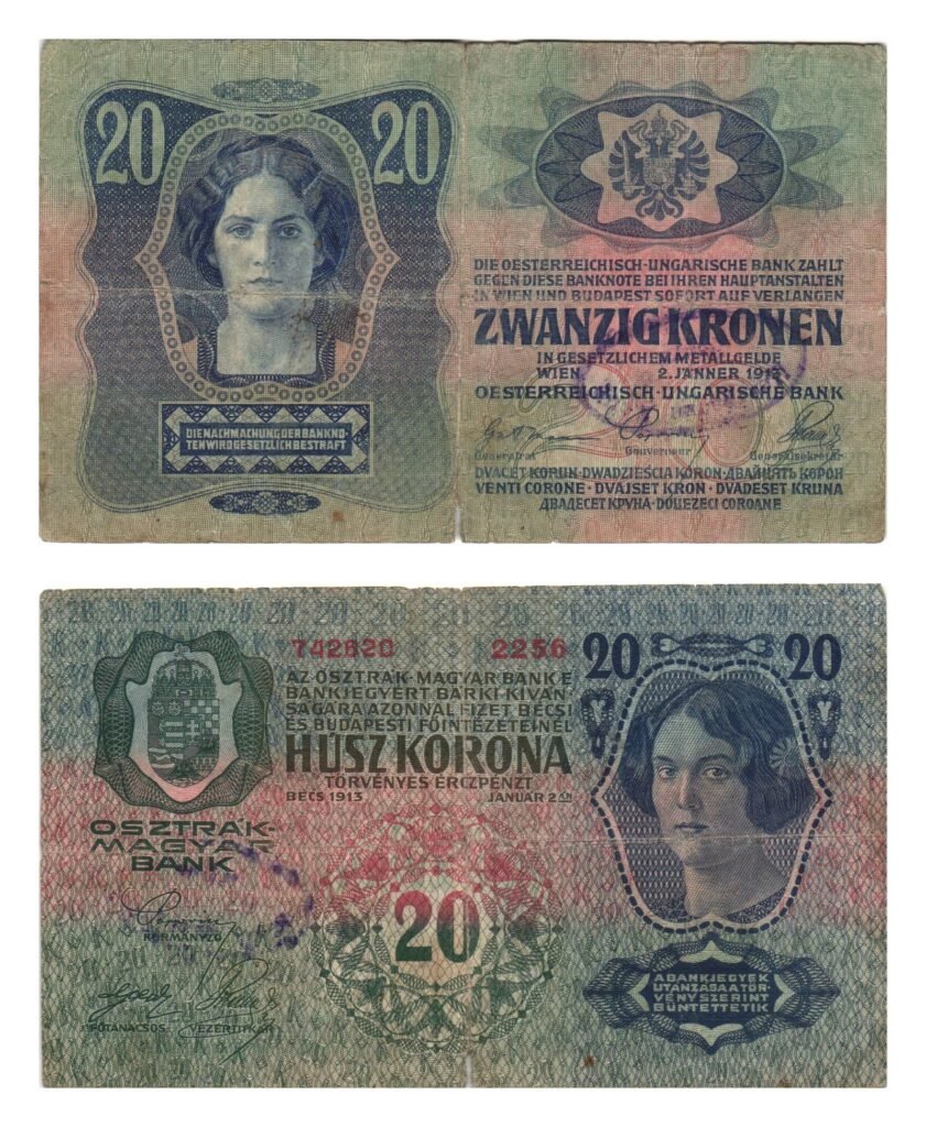 CROATIA 20 kronen ND(1919) / With unreadable seal / tears / F