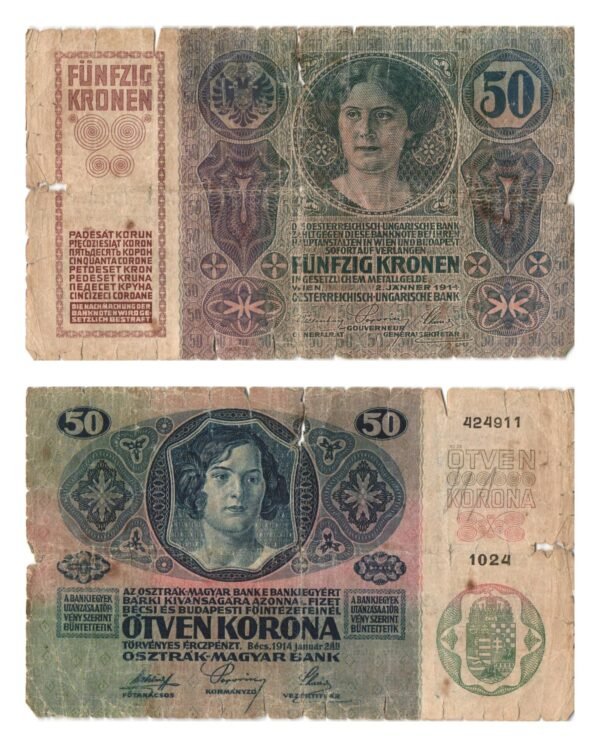 AUSTRIA 50 kronen 1914 / tears / VG