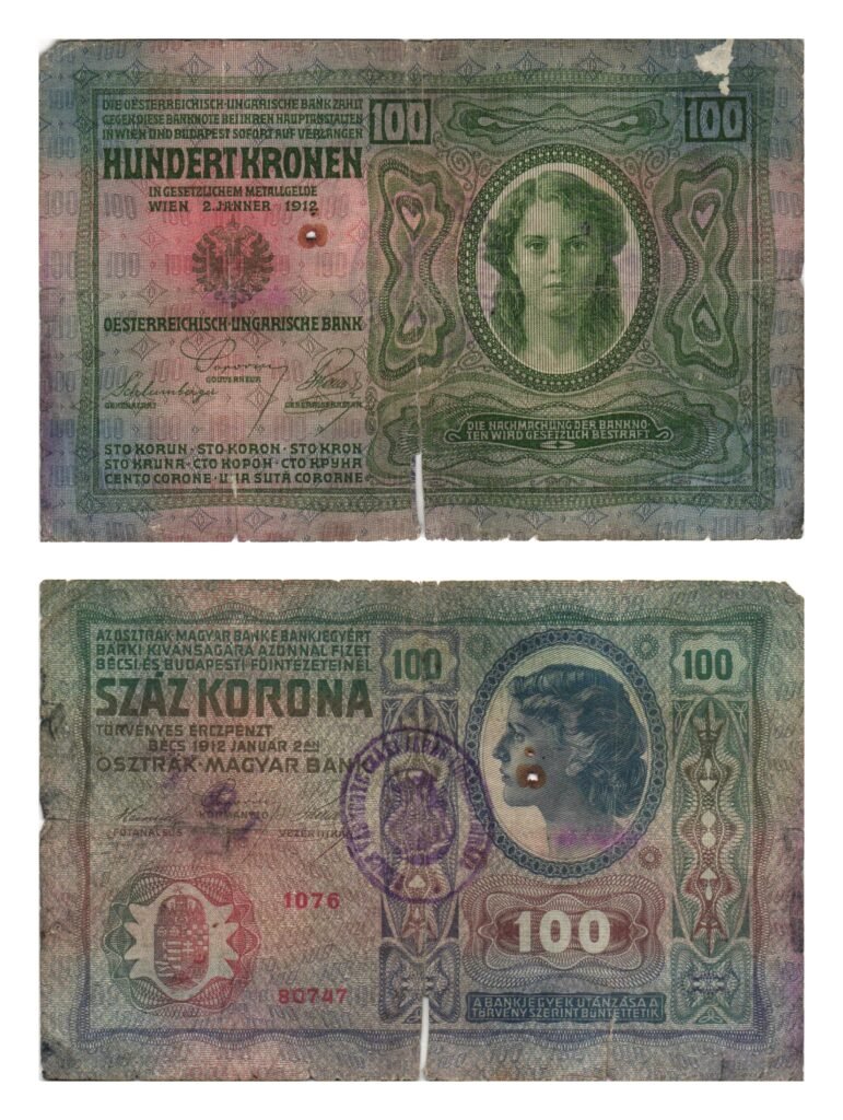 AUSTRIJA 100 kruna b.d. (1919) / S nečitkim žigom / poderotine / VG