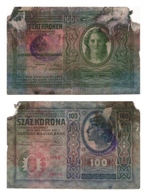 AUSTRIA 100 kronen ND(1919) / With unreadable seal / parts missing / VG