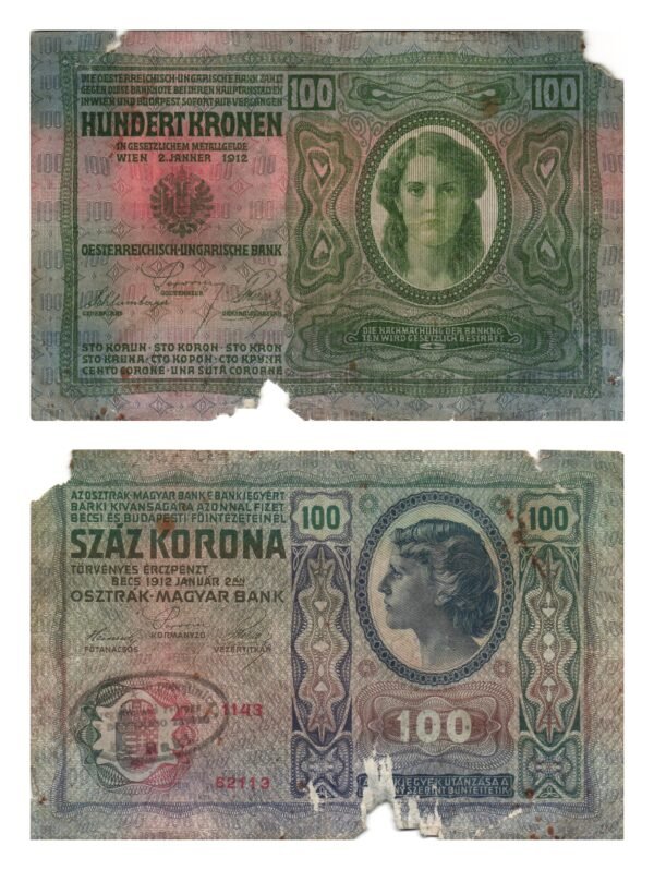 SLOVENIA 100 kronen ND(1919) / With seal Raka / parts missing / VG