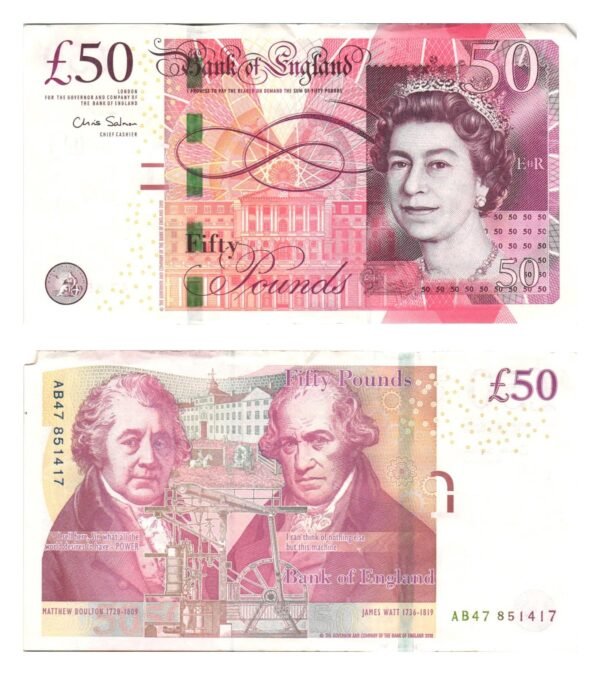 ENGLAND 50 pounds 2010 VF+