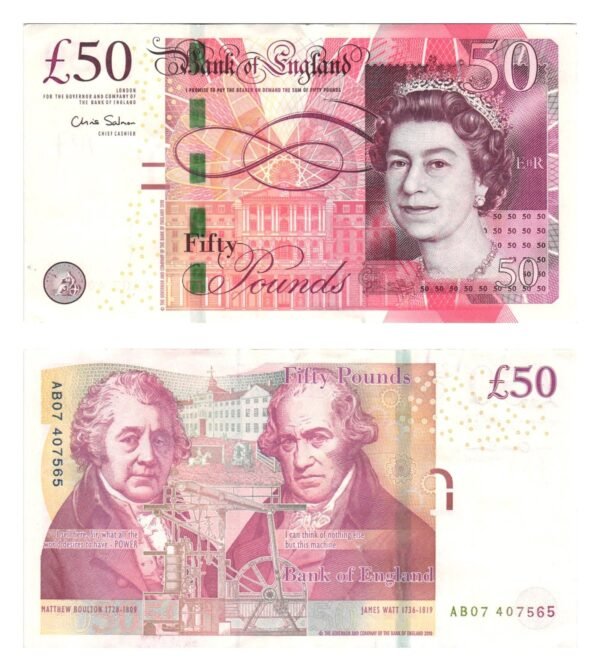 ENGLAND 50 pounds 2010 VF+