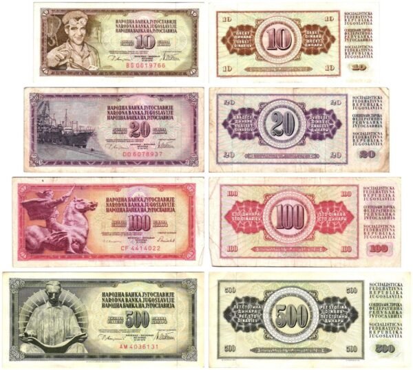 YUGOSLAVIA banknotes lot / 4 pcs. / various grades
