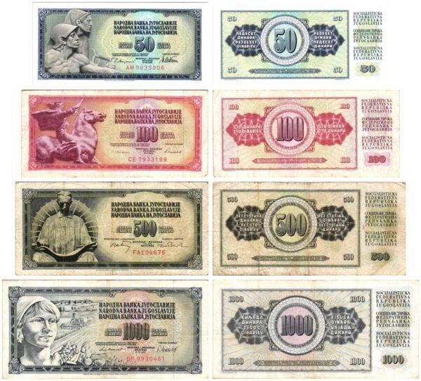 YUGOSLAVIA banknotes lot / 4 pcs. / various grades