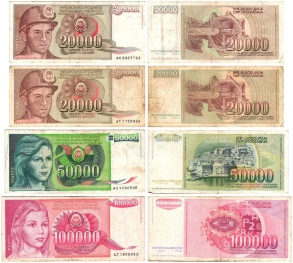 YUGOSLAVIA banknotes lot / 4 pcs. / various grades