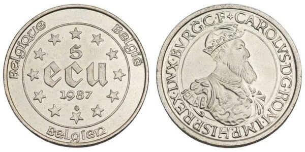 BELGIUM 5 ecu 1987 / 30th Anniversary of the Treaties of Rome / Silver / UNC