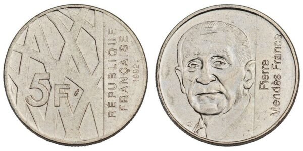 FRANCE 5 francs 1992 / Pierre Mendes France / XF