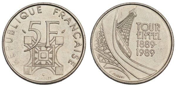 FRANCE 5 francs 1989 / Eiffel Tower / XF