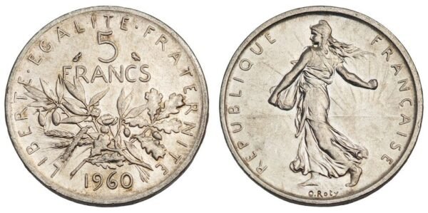 FRANCE 5 francs 1960 / Silver / XF