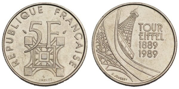 FRANCE 5 francs 1989 / Eiffel Tower / XF