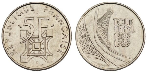 FRANCE 5 francs 1989 / Eiffel Tower / XF