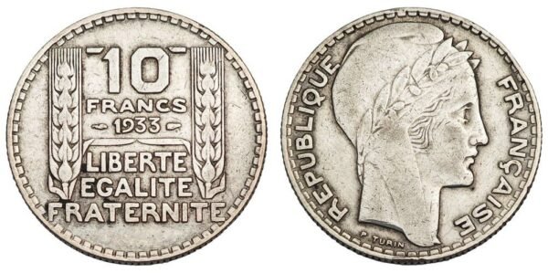 FRANCE 10 francs 1933 / Silver / VF