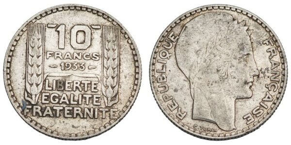 FRANCE 10 francs 1933 / Silver / VF