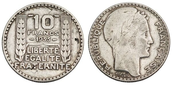 FRANCE 10 francs 1933 / Silver / VF
