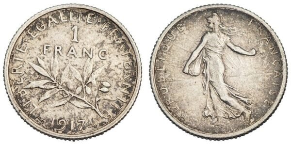 FRANCE 1 franc 1917 / Silver / VF