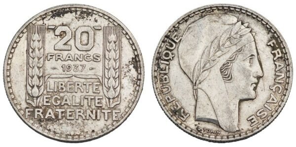 FRANCE 20 francs 1937 / Silver / VF