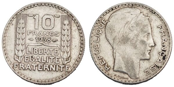 FRANCE 10 francs 1938 / Silver / VF