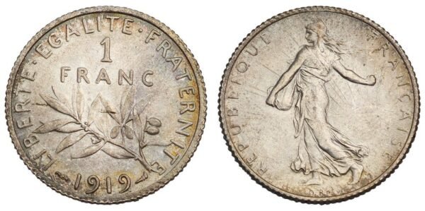 FRANCE 1 franc 1919 / Silver / XF