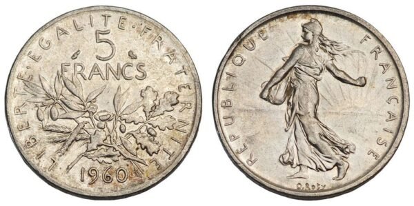 FRANCE 5 francs 1960 / Silver / VF+