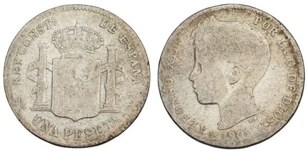 SPAIN 1 peseta 1902 / Silver / F