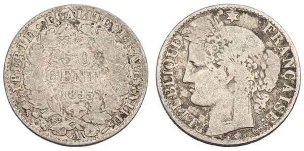 FRANCE 50 centimes 1895A / Silver / F