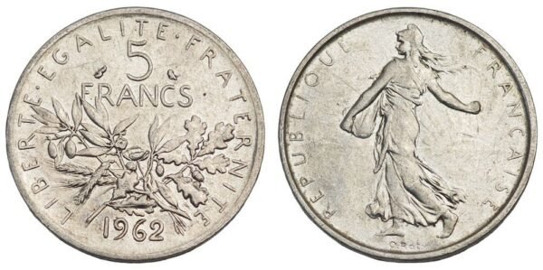 FRANCE 5 francs 1962 / Silver / VF+