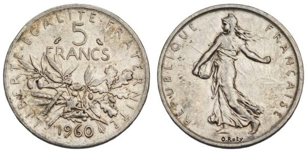 FRANCE 5 francs 1960 / Silver / VF+