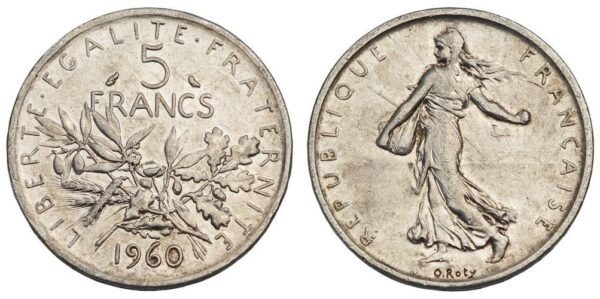 FRANCE 5 francs 1960 / Silver / VF+