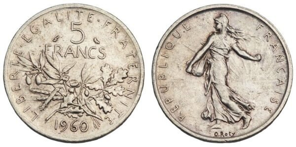 FRANCE 5 francs 1960 / Silver / VF+