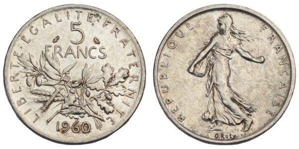 FRANCE 5 francs 1960 / Silver / VF+