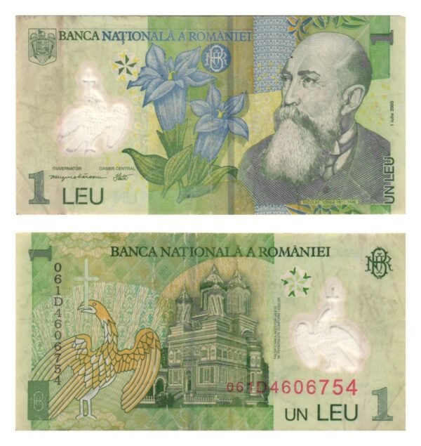 ROMANIA 1 leu 2005 / Polymer plastic / VF