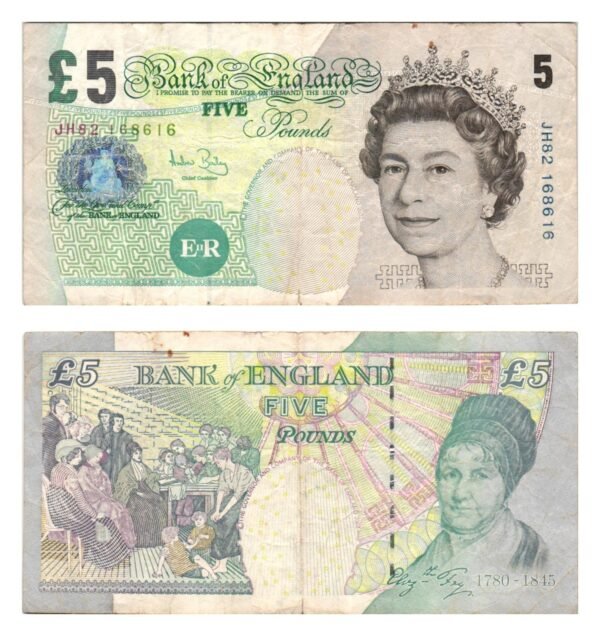 ENGLAND 5 pounds 2002 VF