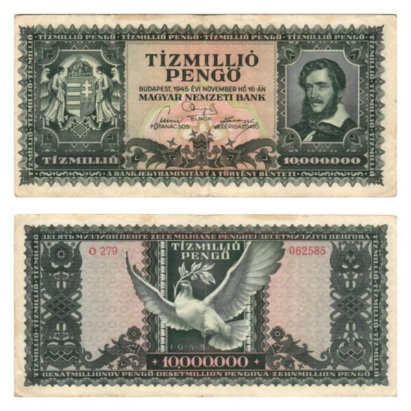 HUNGARY 10 million pengo 1945 VF
