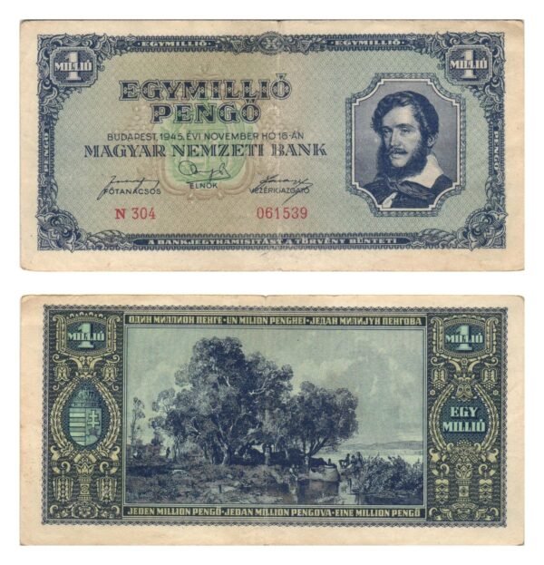 HUNGARY 1 million pengo 1945 VF