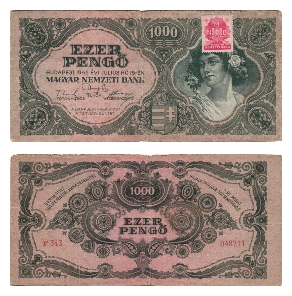 HUNGARY 1000 pengo 1945 / With MNB stamp / VF